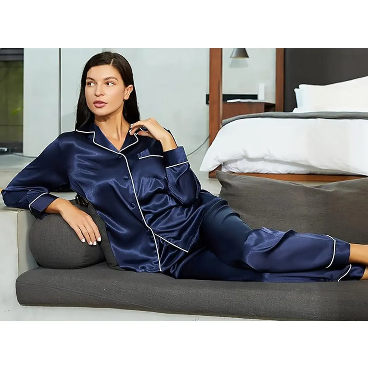 Caprisious Women’s Full Sleeve Silk Satin Pajama Set — photo 4
