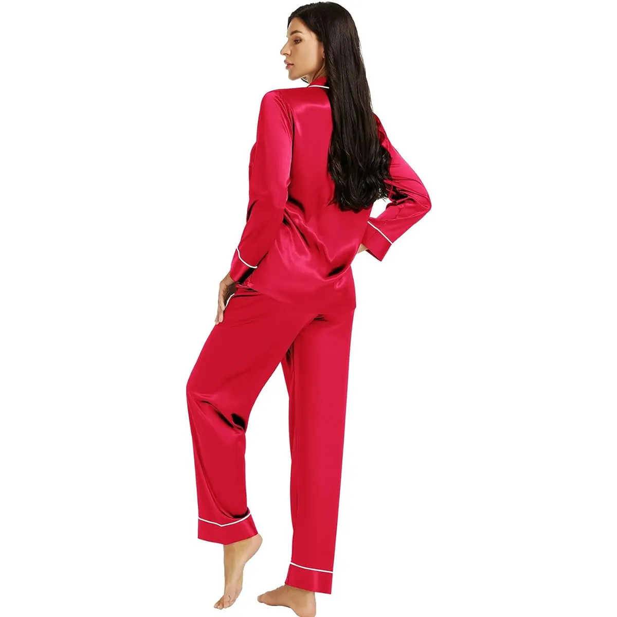 Caprisious Women’s Full Sleeve Silk Satin Pajama Set — photo 3